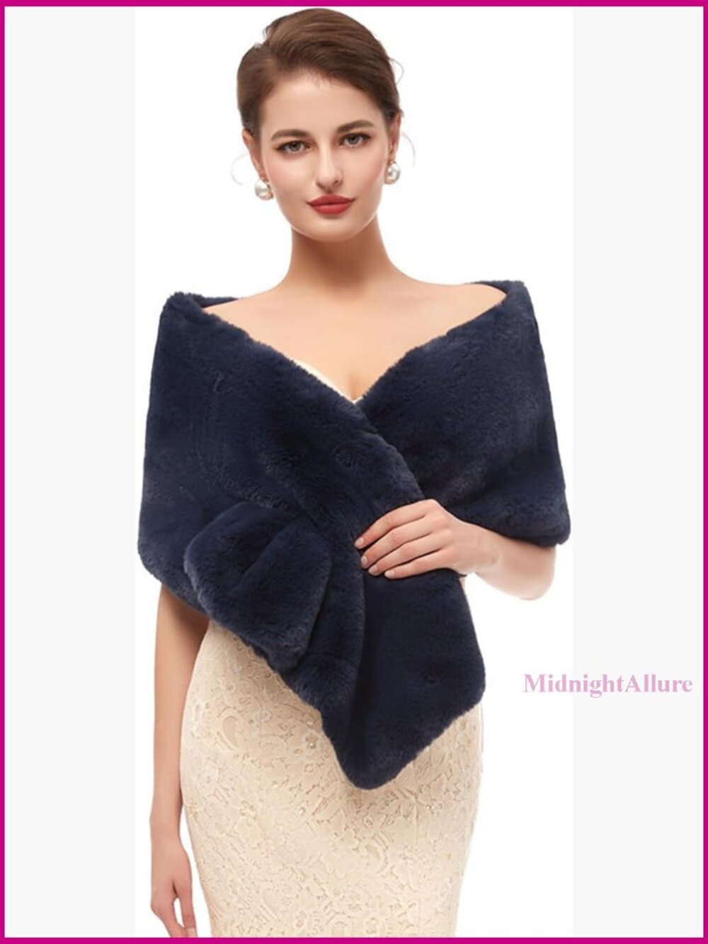 Large Faux Fur Wrap Shawl for Weddings Winter Formal Events